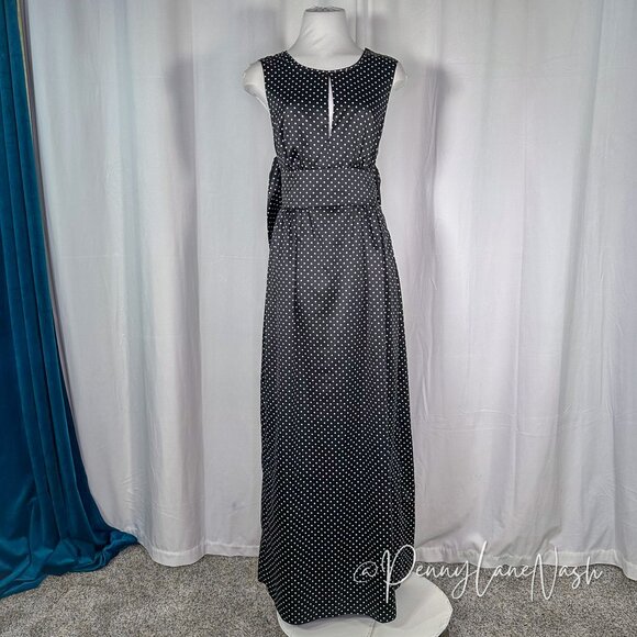 Kate Young Satin Polka Dot Open Back Maxi Dress - Picture 2 of 16